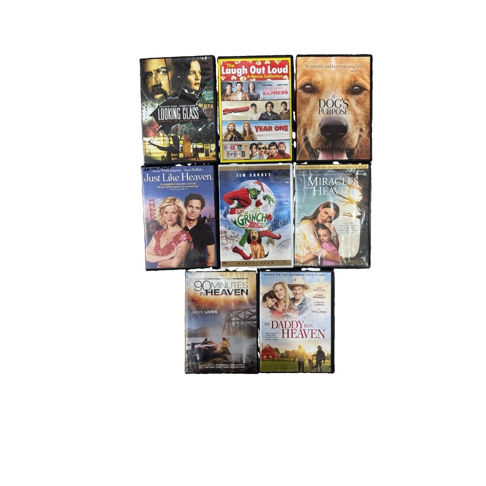 8 DVD Movie Lot Comedy Drama Faith Grinch Nicolas Cage Dog's Purpose 10 Movies